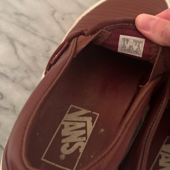 Vans Classic Slip On Moto Leather Burgundy Shoes Women’s Size 7 Skate - Picture 9 of 9